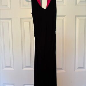 Elegant Black Dress with Pink Accents